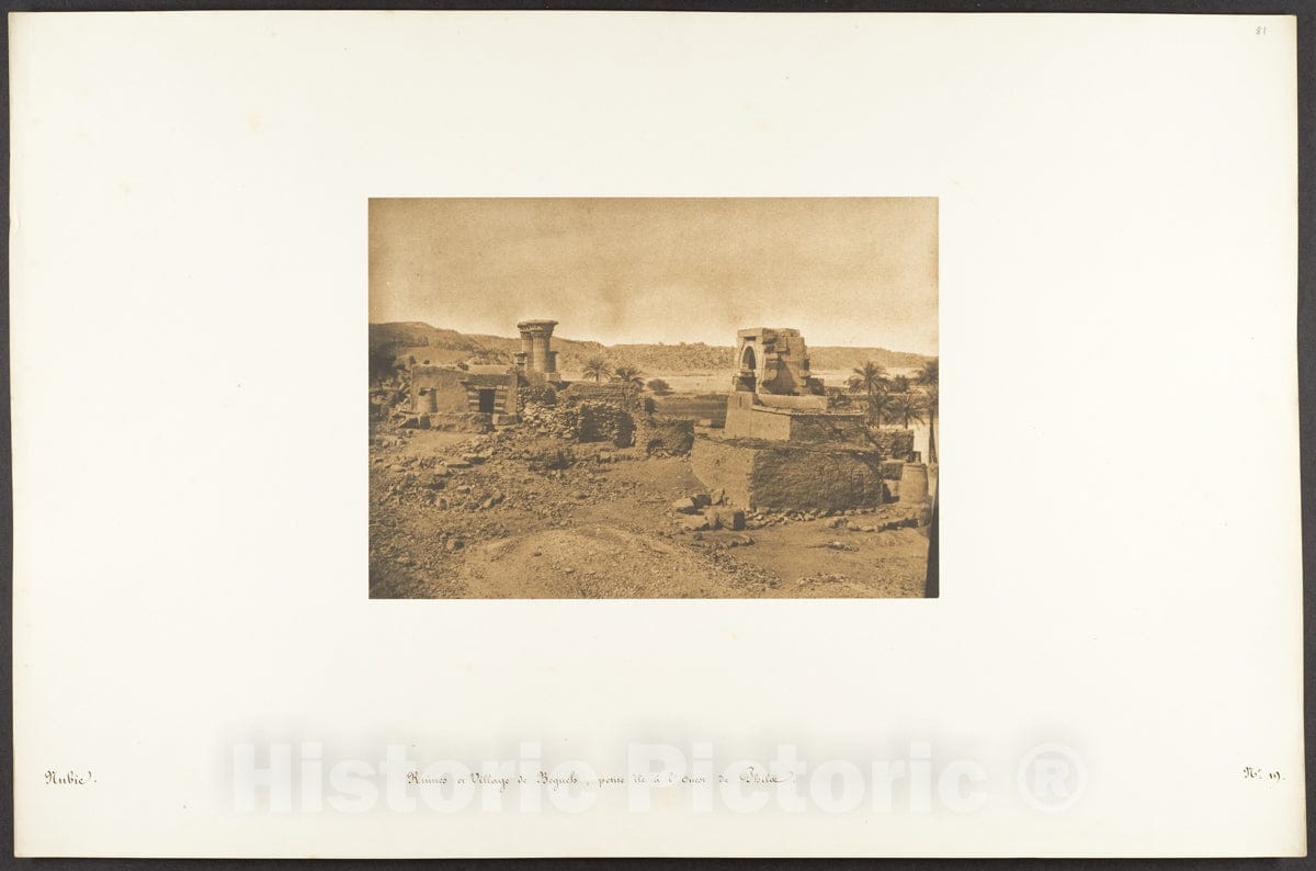 Photo Print : Maxime Du Camp - Ruines et Village de Begueh, Petite île à l'Ouest de Philae : Vintage Wall Art