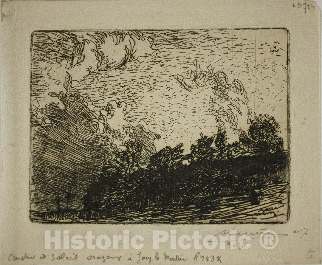 Art Print : Stormy Sunset, Jouy-le-Moutier, Louis Auguste LepÃ¨re, c.1913, Vintage Wall Decor :