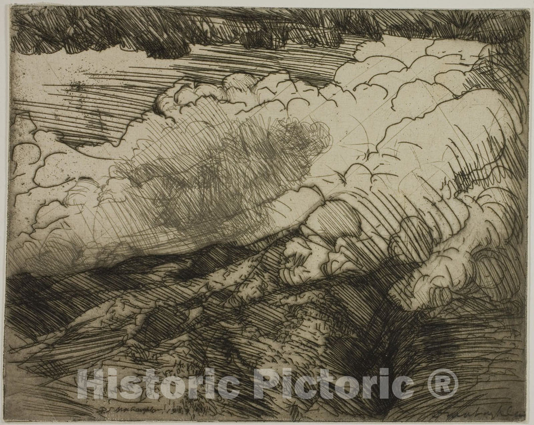 Art Print : Storm in the Alps, Switzerland, Donald Shaw MacLaughlan, c.1908, Vintage Wall Decor :