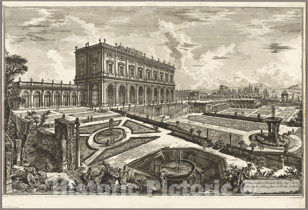 Art Print : View of the Villa of His Eminence Cardinal Alessandro Albani, outside Porta Salaria, from Views of Rome, Giovanni Battista Piranesi, c.1906, Vintage Wall Decor :