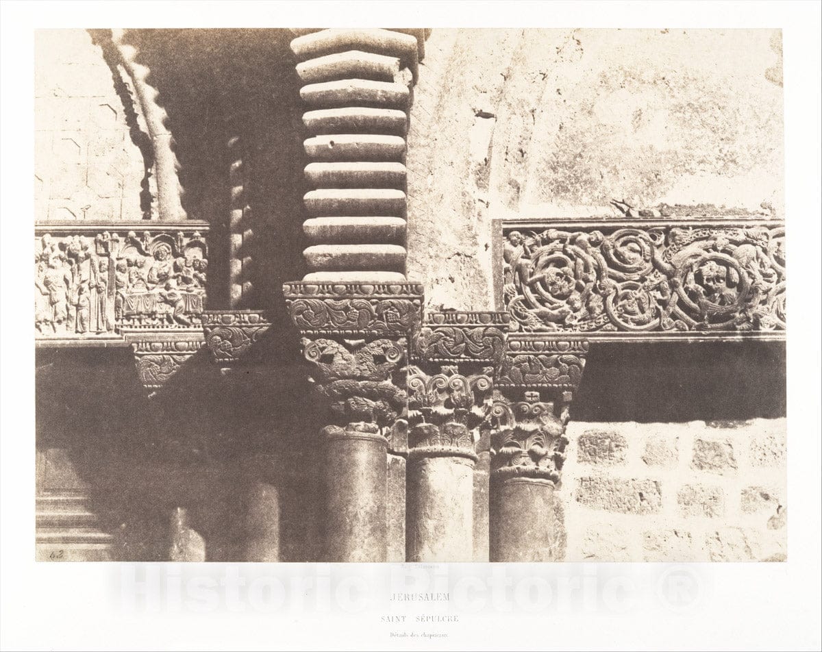 Photo Print : Auguste Salzmann - Jérusalem, Saint Sépulcre, détails des chapiteaux : Vintage Wall Art