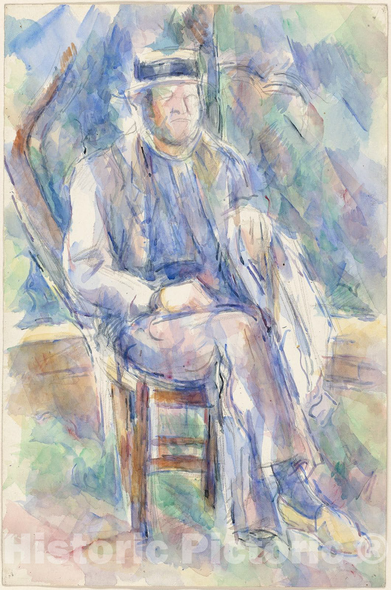Art Print : Man Wearing a Straw Hat, Paul Cezanne, c 1845, Vintage Wall Decor :