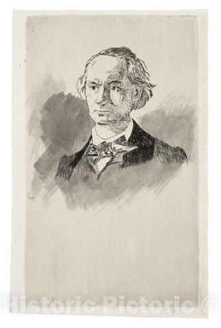 Art Print : Charles Baudelaire, Full Face III, edouard Manet, c 1861, Vintage Wall Decor :