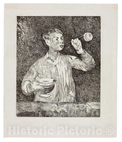 Art Print : Boy Blowing Soap Bubbles, edouard Manet, c.1975, Vintage Wall Decor :
