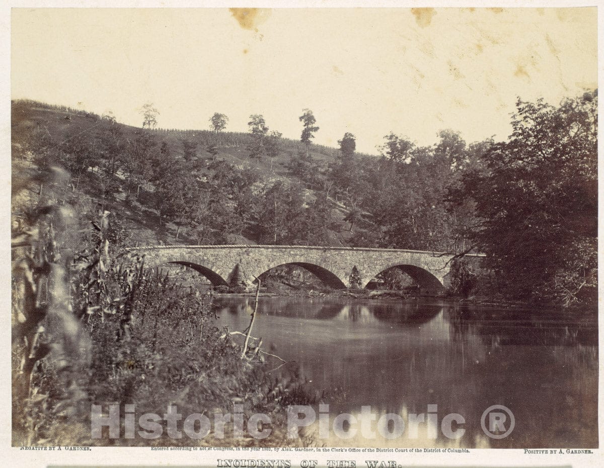 Photo Print : Alexander Gardner - Antietam Bridge, On The Sharpsburg and Boonsboro Turnpike, No. 1, September 1862 : Vintage Wall Art