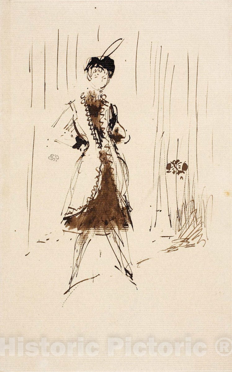 Art Print : Study for "The Blue Girl: Portrait of Miss Elinor Leyland", James McNeill Whistler, c.1881, Vintage Wall Decor :