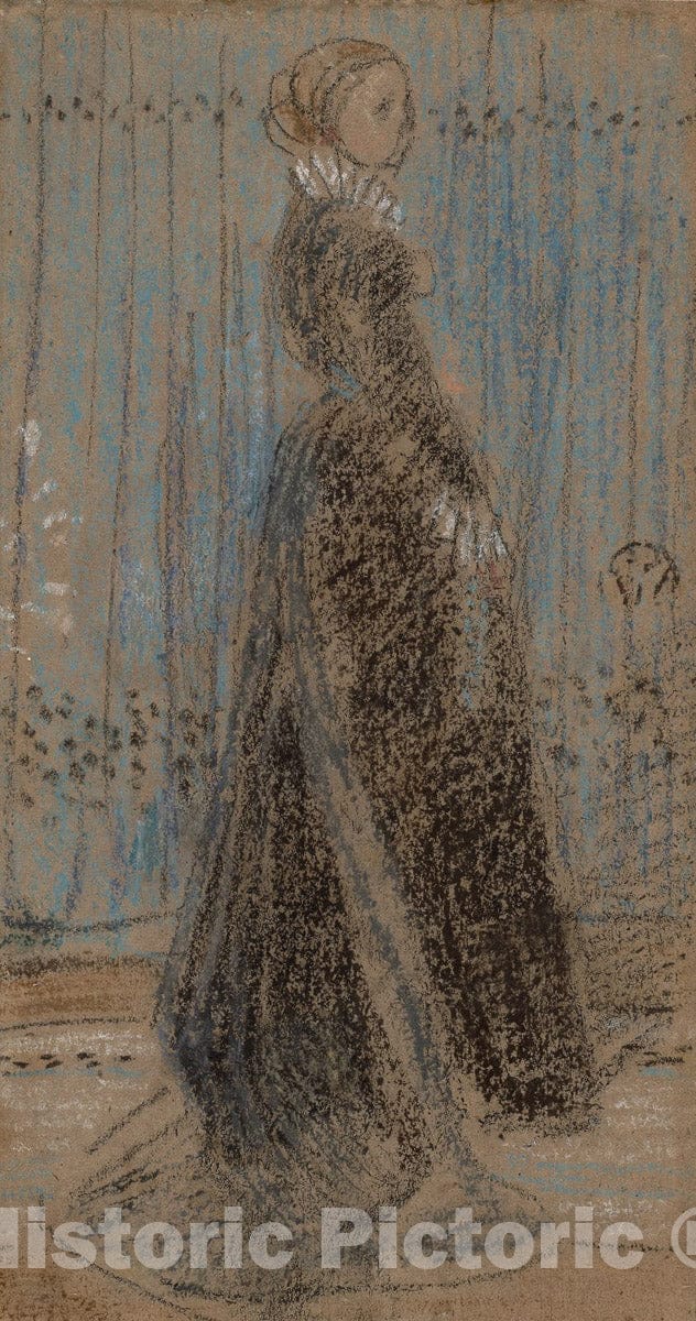 Art Print : Study for "Arrangement in Black, No. 2: Portrait of Mrs. Huth" (recto); Study (verso), James McNeill Whistler, c.1973, Vintage Wall Decor :