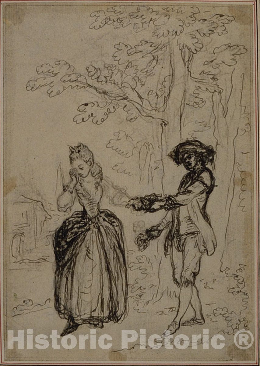 Art Print : Study for a second edition, never published, of Colles "La Partie de Chasse de Henri IV", Act II, Scene 3, Hubert FranÃ§ois Gravelot, c.1766, Vintage Wall Decor :