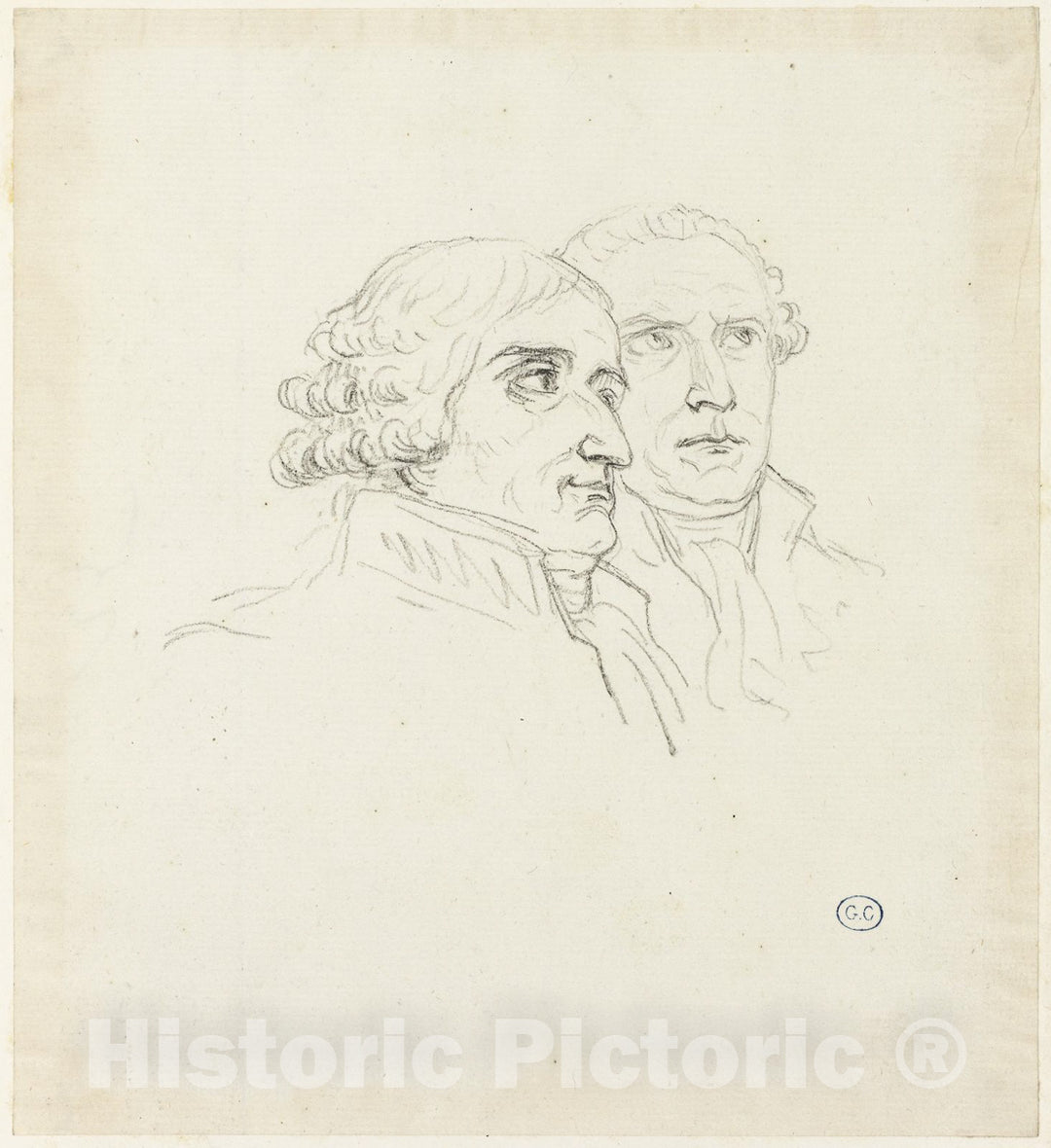 Art Print : Studies for Distribution of Eagles: The Archi-Chancelier, Cambaceres and the Archi-Trescrier, Lebrun, Jacques Louis David, c.1928, Vintage Wall Decor :