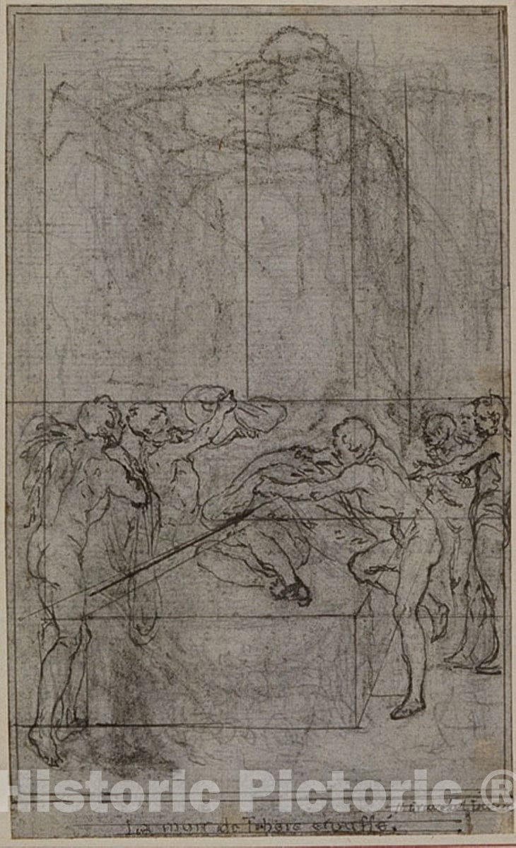 Art Print : Study for an illustration in Tacitus , Book VI, Vol. 3, 1st Study, Hubert FranÃ§ois Gravelot, c 1893, Vintage Wall Decor :