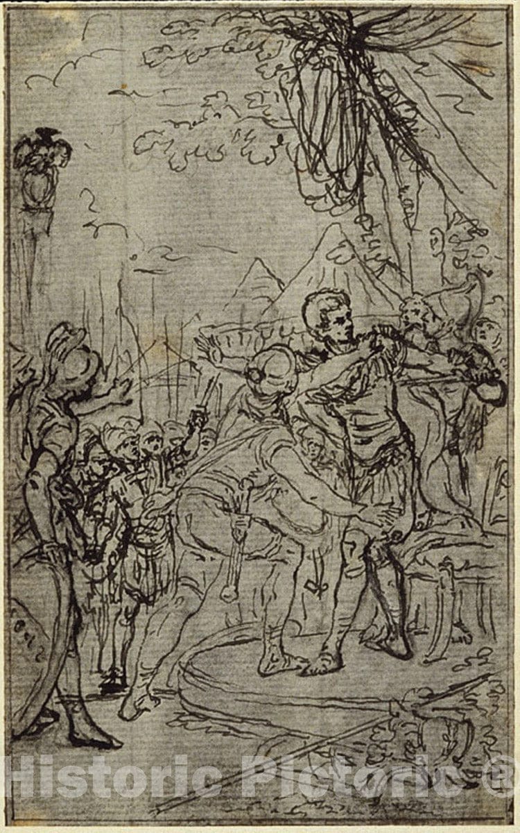 Art Print : Study for an illustration in Tacitus "TibÃ¨re, ou Les Six Premiers Livres des Annales", Hubert FranÃ§ois Gravelot, c 1878, Vintage Wall Decor :