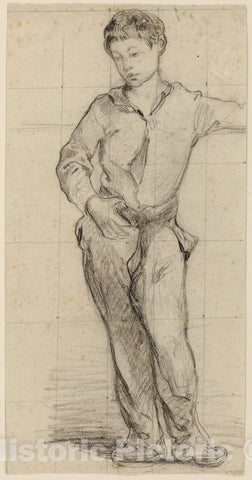 Art Print : Young Man Standing (Leon Leenhoff) (recto); Sketch of Standing Boy (verso), edouard Manet, c.1894, Vintage Wall Decor :