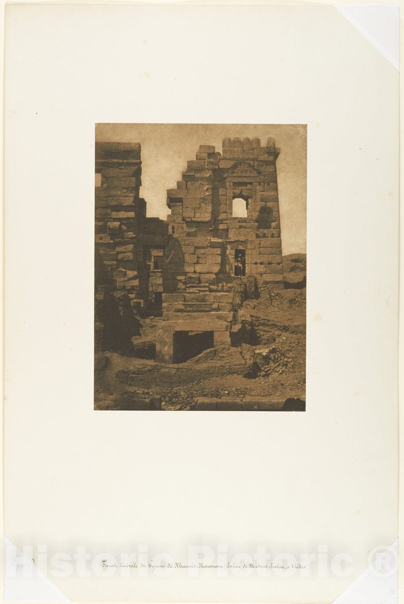 Photo Print : Maxime Du Camp - Façade latérale du Gynecée de Rhamsès-Meiamoun, Palais de Médinet-Habou, à Thèbes : Vintage Wall Art