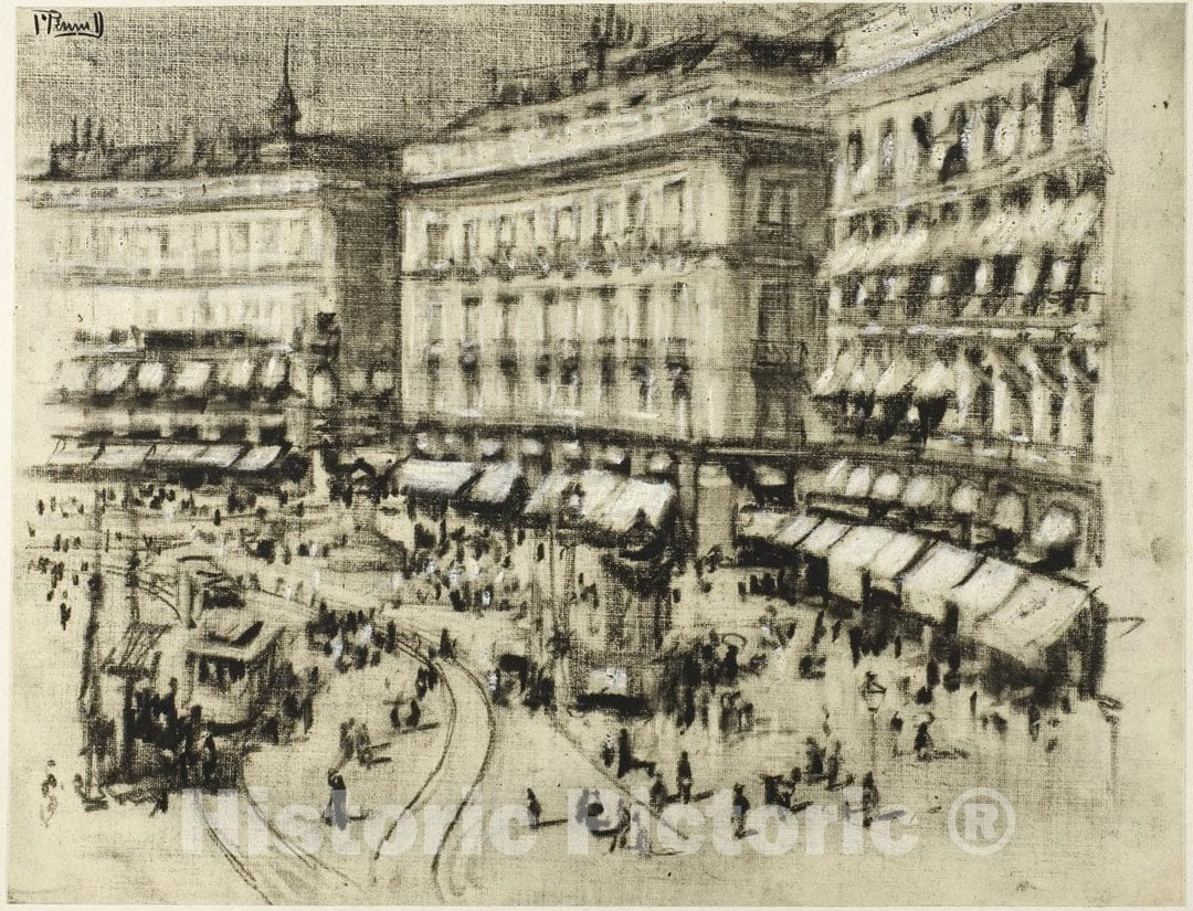Art Print : Summer Day in Madrid, Joseph Pennell, c 1903, Vintage Wall Decor :