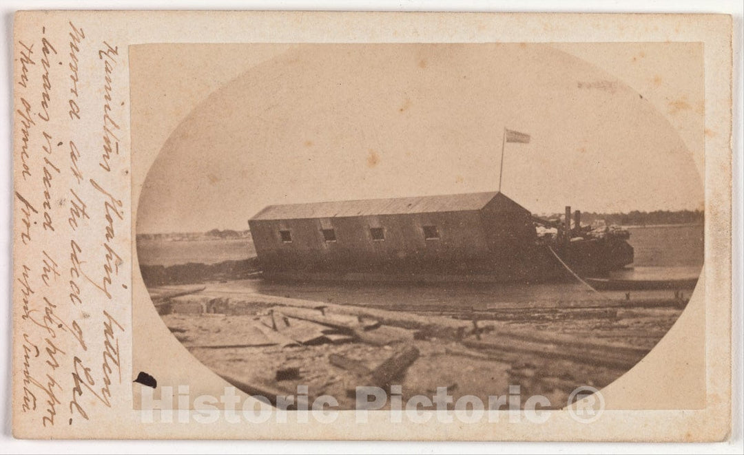 Art Print : Alma A. Pelot  - Hamilton's Floating Battery Moored at the End of Sullivan's Island : Vintage Wall Art