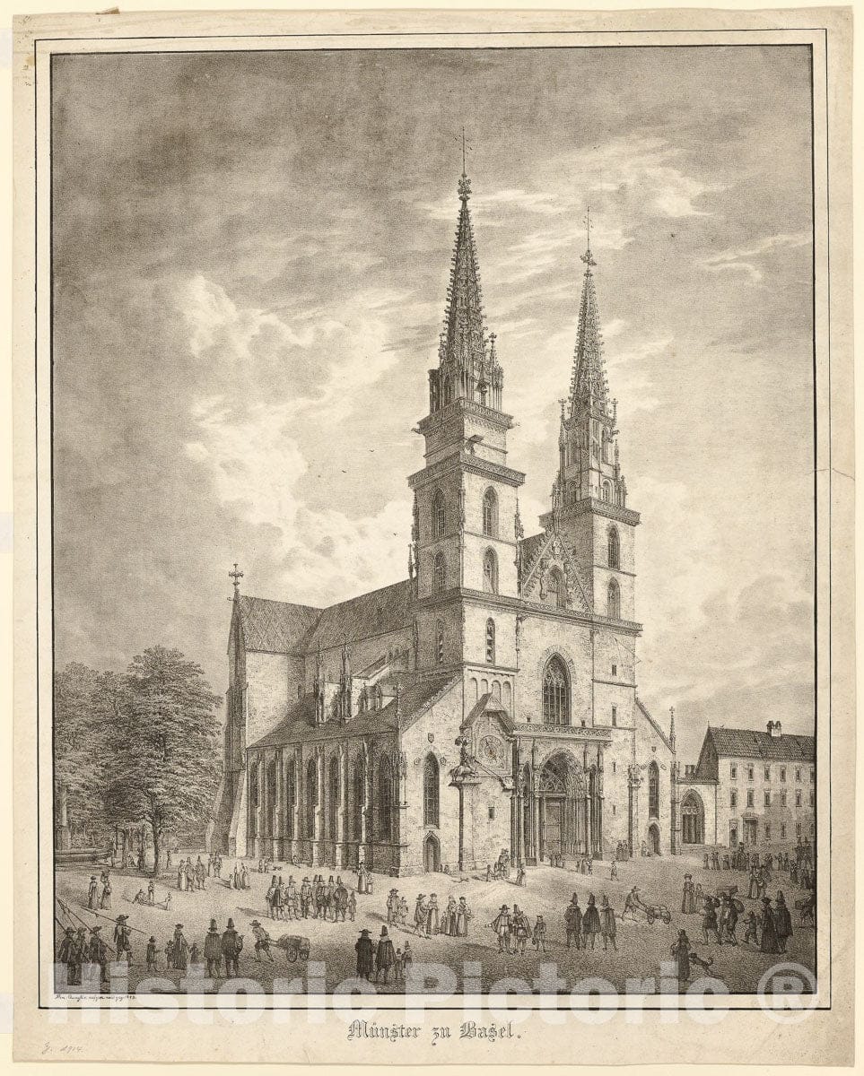 Art Print : MÃ¼nster zu Basel, Domenico Quaglio, c 1922, Vintage Wall Decor :