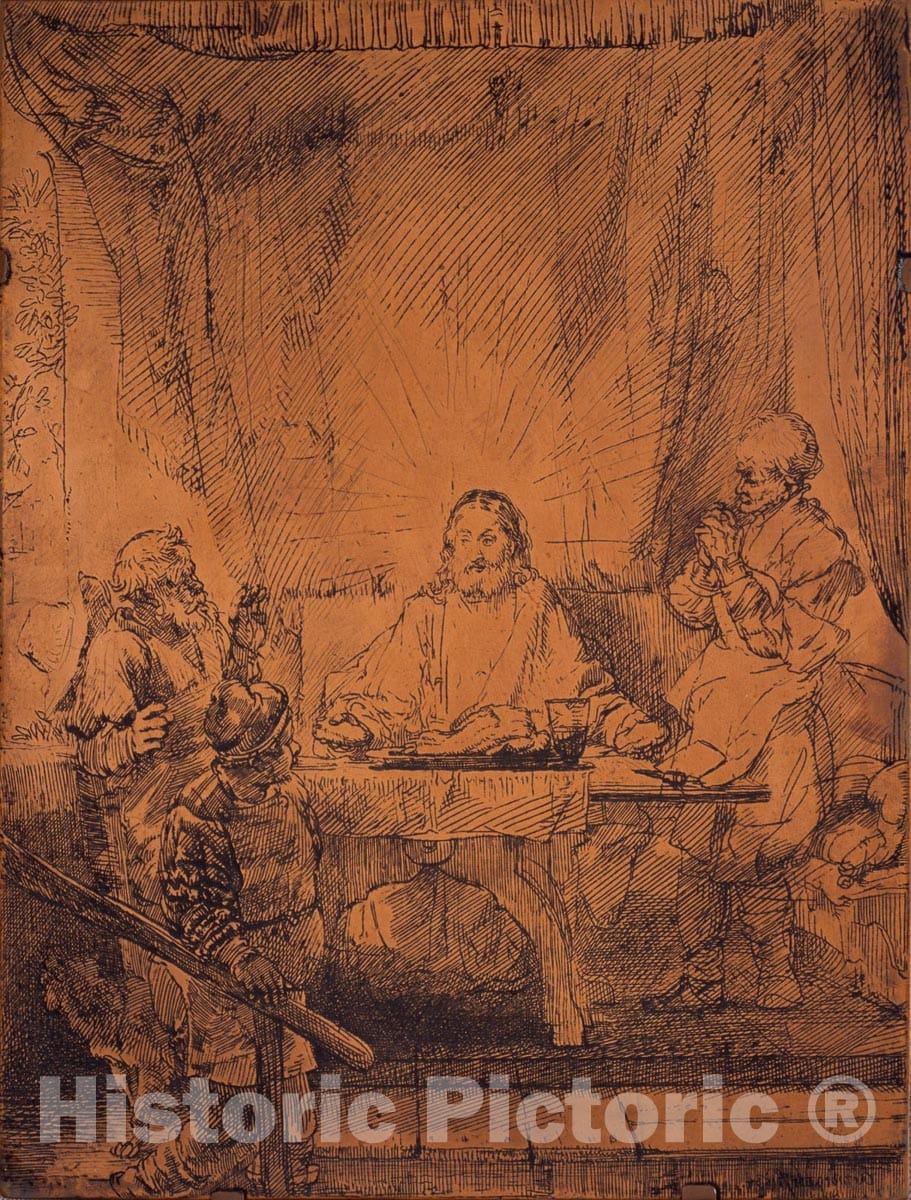 Art Print : Supper at Emmaus, Rembrandt Harmenszoon Van Rijn, c 1810, Vintage Wall Decor :