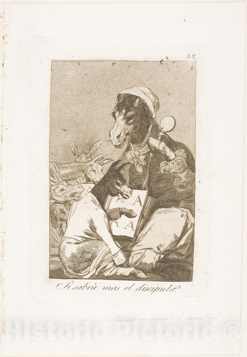 Art Print : Might not the Pupil Know More?, plate thirty-seven from Los Caprichos, Francisco Goya, c.1798, Vintage Wall Decor :