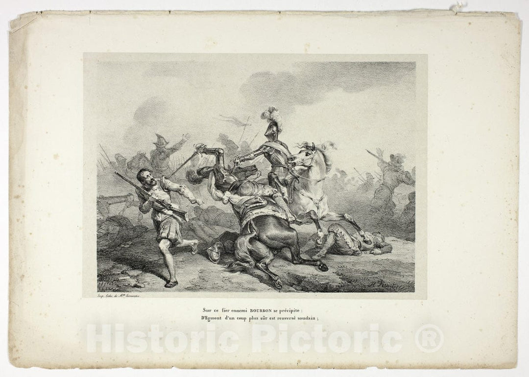 Art Print : Sur ce fier ennemi BOURBON se precipite..., Horace Vernet, c 1822, Vintage Wall Decor :