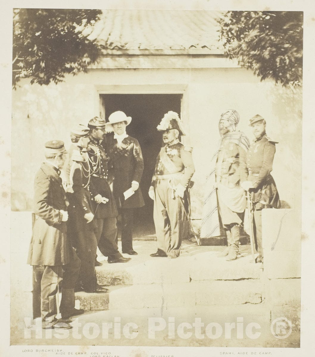 Art Photo : Group at Head Quarters, Roger Fenton, c 1855, Vintage Wall Decor :