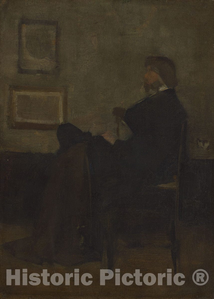 Art Print : Study for "Arrangement in Grey and Black, No. 2: Thomas Carlyle", James McNeill Whistler, c 1873, Vintage Wall Decor :
