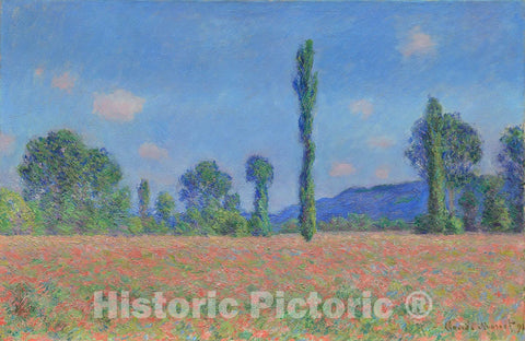 Art Print : Poppy Field (Giverny), Claude Monet, c 1890, Vintage Wall Decor :