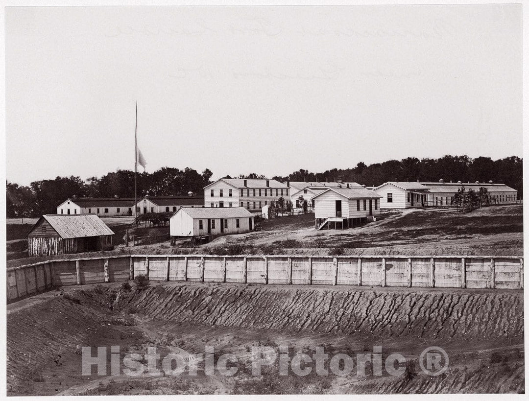 Photo Print : Formerly Mathew B. Brady - Geisboro D.C, Barracks at Fort Carroll : Vintage Wall Art