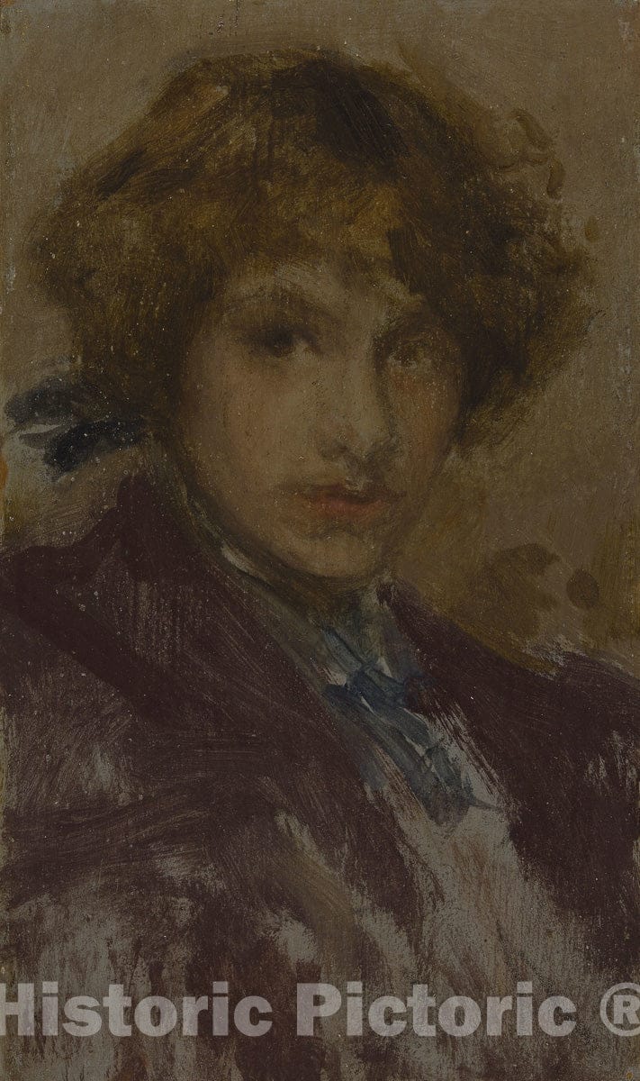 Art Print : Study of a Young Girls Head and Shoulders (Baroness de Meyer), James McNeill Whistler, c 1896, Vintage Wall Decor :