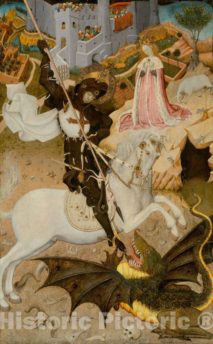 Art Print : Saint George and the Dragon, Bernat Martorell, c 1435, Vintage Wall Decor :