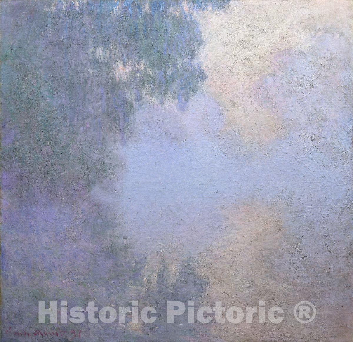 Art Print : Branch of the Seine near Giverny (Mist), from the series "Mornings on the Seine", Claude Monet, c 1897, Vintage Wall Decor :