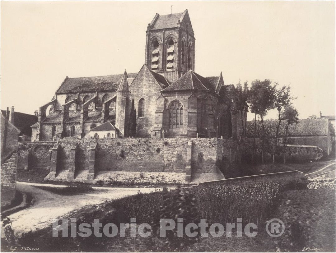 Photo Print : Édouard Baldus - Eglise d'Auvers : Vintage Wall Art