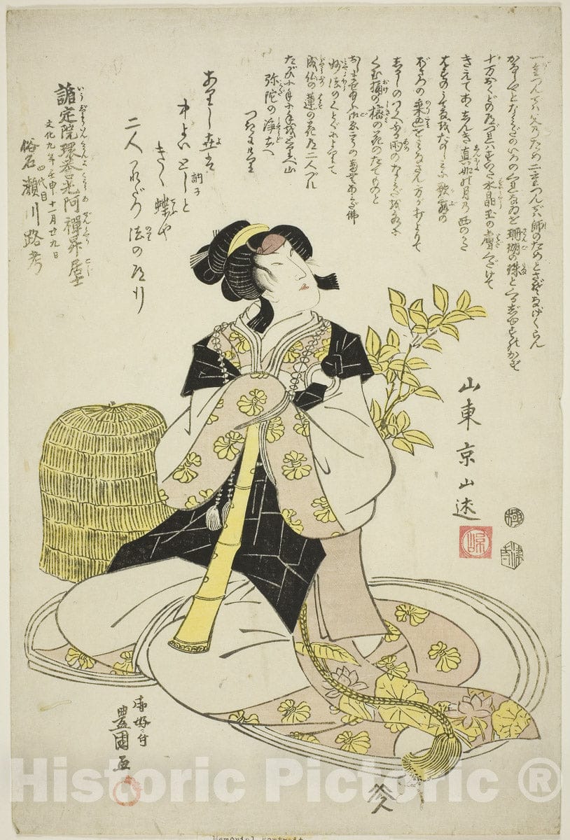 Art Print : Memorial Portrait of the Actor Segawa Roko IV, Utagawa Toyokuni I, c 1812, Vintage Wall Decor :