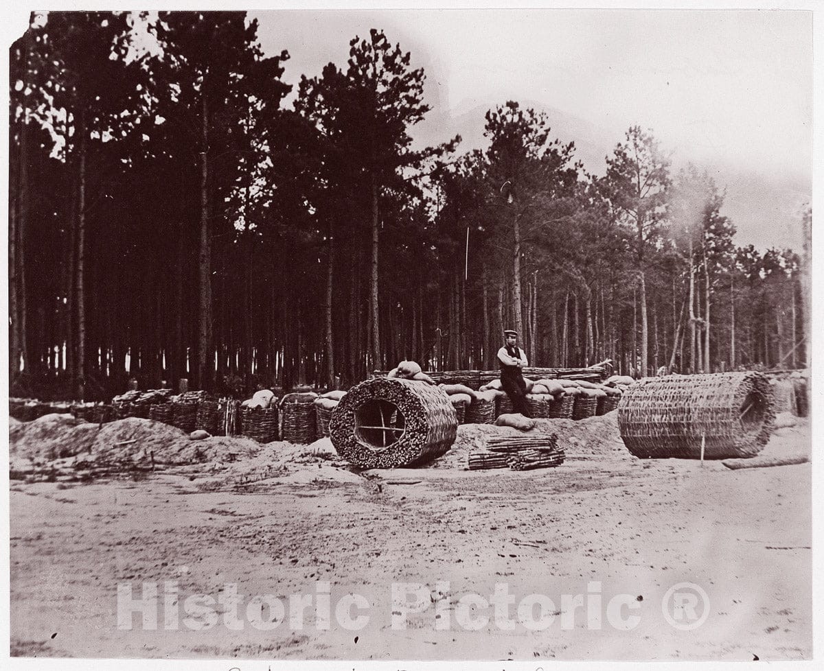 Photo Print : Timothy H. O'sullivan - Gabions in Engineers' Camp, Petersburg : Vintage Wall Art
