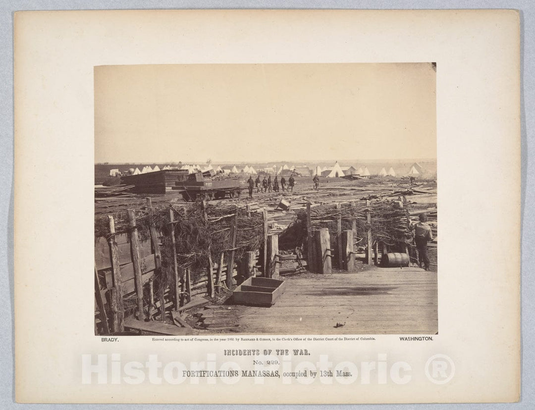 Photo Print : Mathew B. Brady - Fortifications, Manassas, Occupied by 13th Mass. : Vintage Wall Art