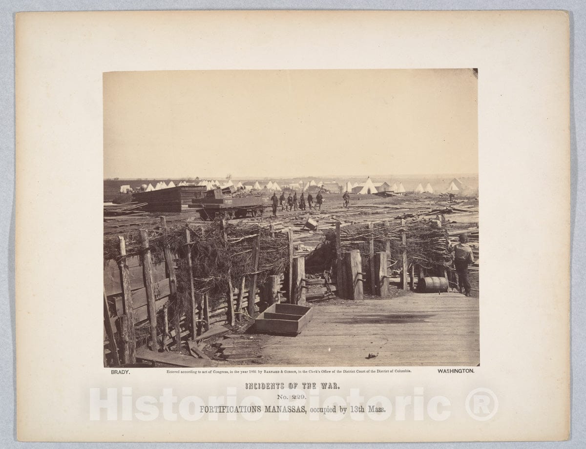Photo Print : Mathew B. Brady - Fortifications, Manassas, Occupied by 13th Mass. : Vintage Wall Art