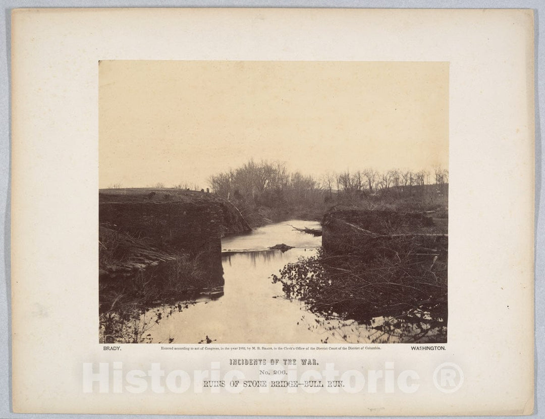 Photo Print : Mathew B. Brady - Ruins of Stone Bridge - Bull Run : Vintage Wall Art