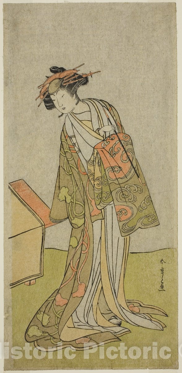 Art Print : Sukeroku Yukari no Hatsu-zakura v1, Katsukawa Shunsho, c 1761, Vintage Wall Decor :