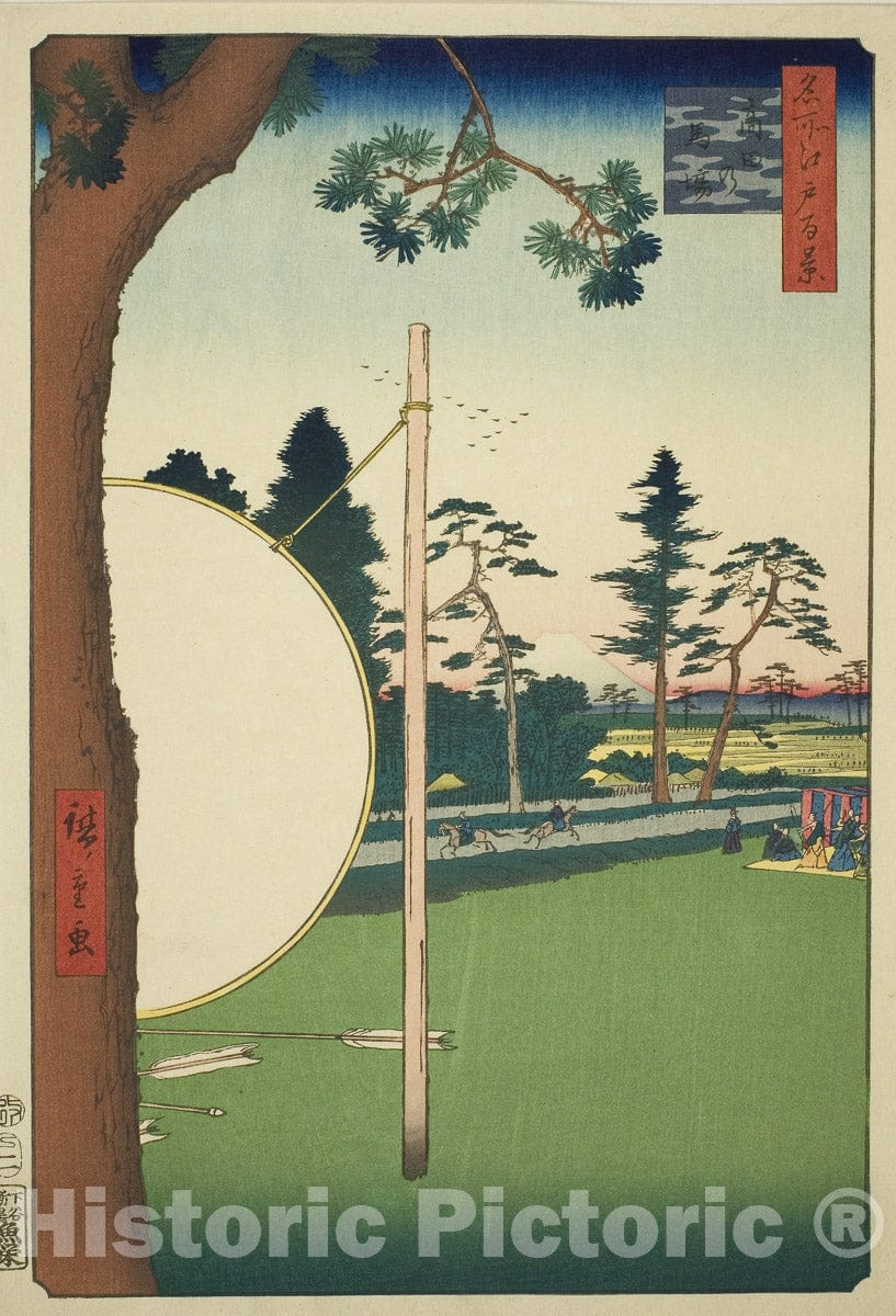 Art Print : Takata Riding Grounds (Takata no baba), from the series Â“One Hundred Famous Views of Edo (Meisho Edo hyakkei)Â”, Utagawa Hiroshige, c 1856, Vintage Wall Decor :