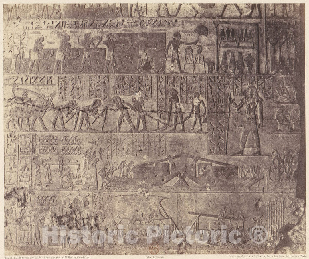 Photo Print : Félix Teynard - El-Kab (Éléthya), Architecture Hypogéenne - Tombeau de Phapé - Sculptures Pientes : Vintage Wall Art