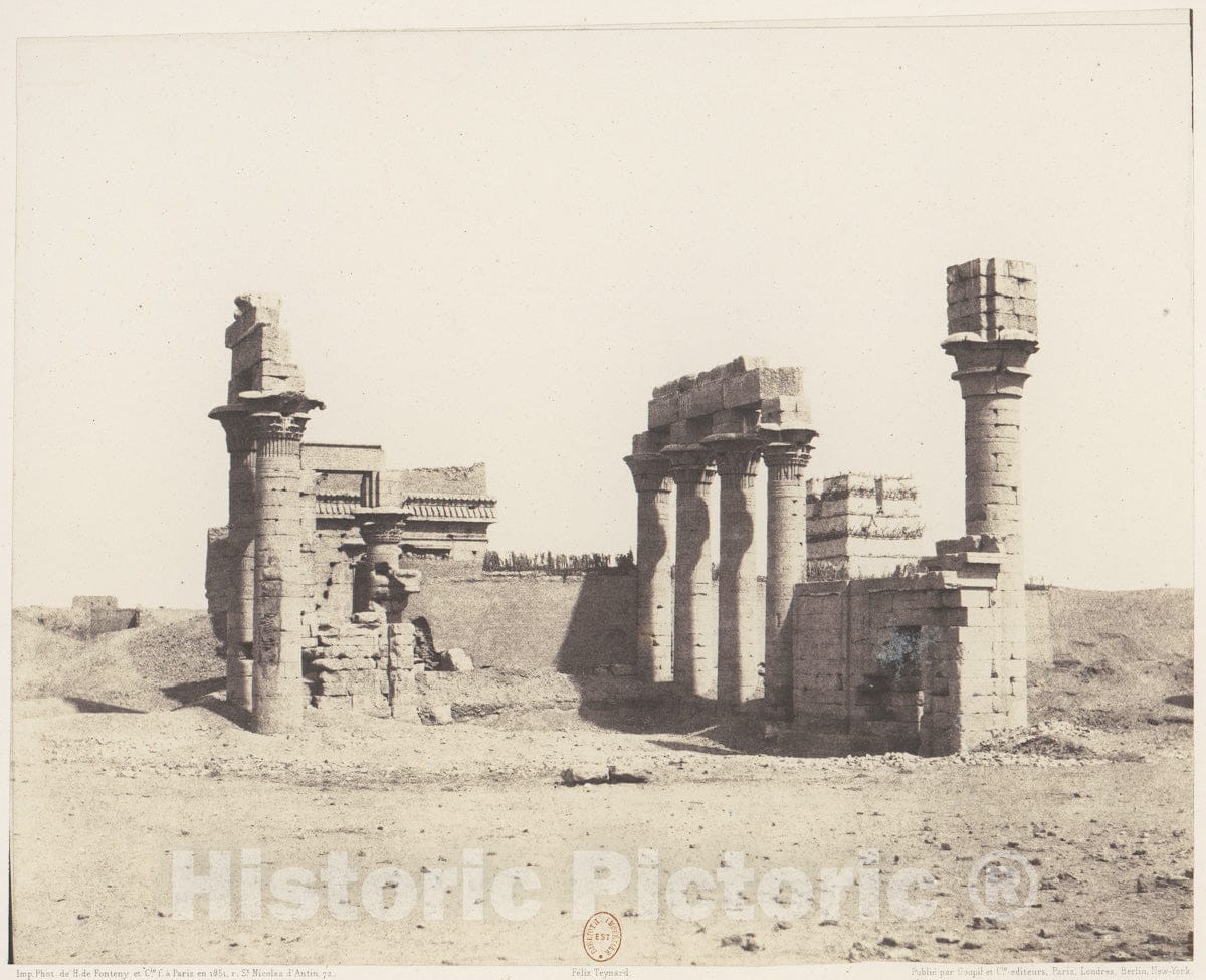Photo Print : Félix Teynard - Erment (Hermonthis), Vue Générale des Ruines -Temple et Mammisi : Vintage Wall Art