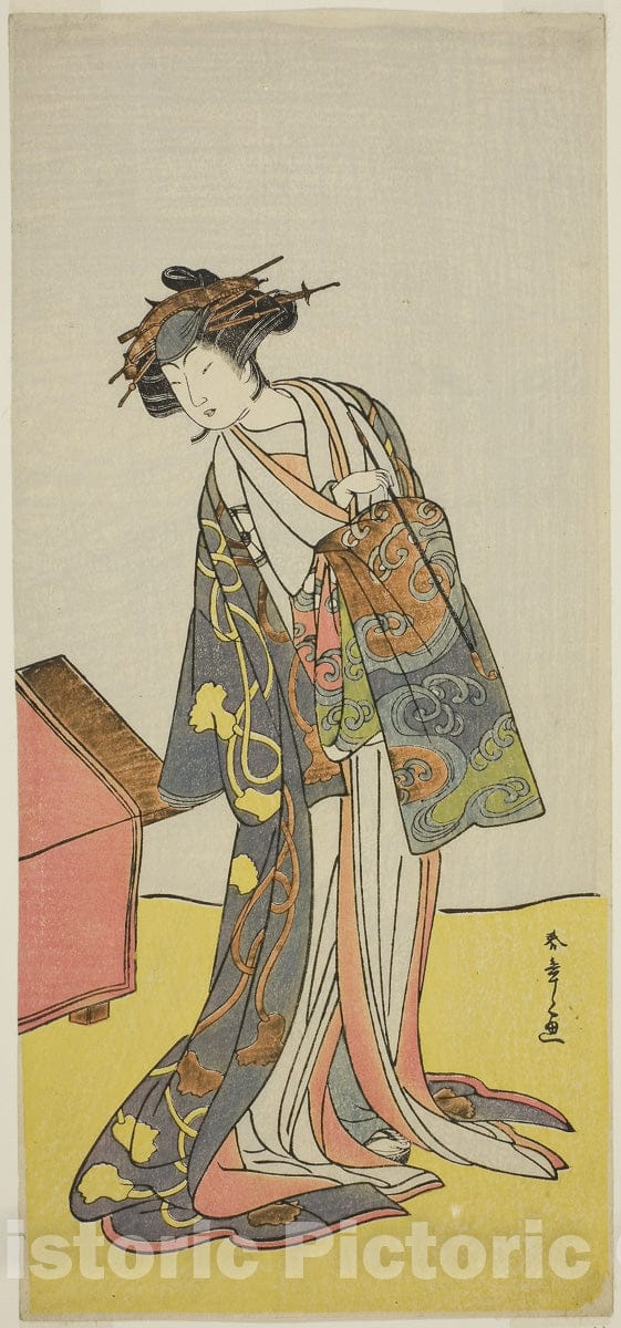 Art Print : Sukeroku Yukari no Hatsu-zakura v2, Katsukawa Shunsho, c 1778, Vintage Wall Decor :