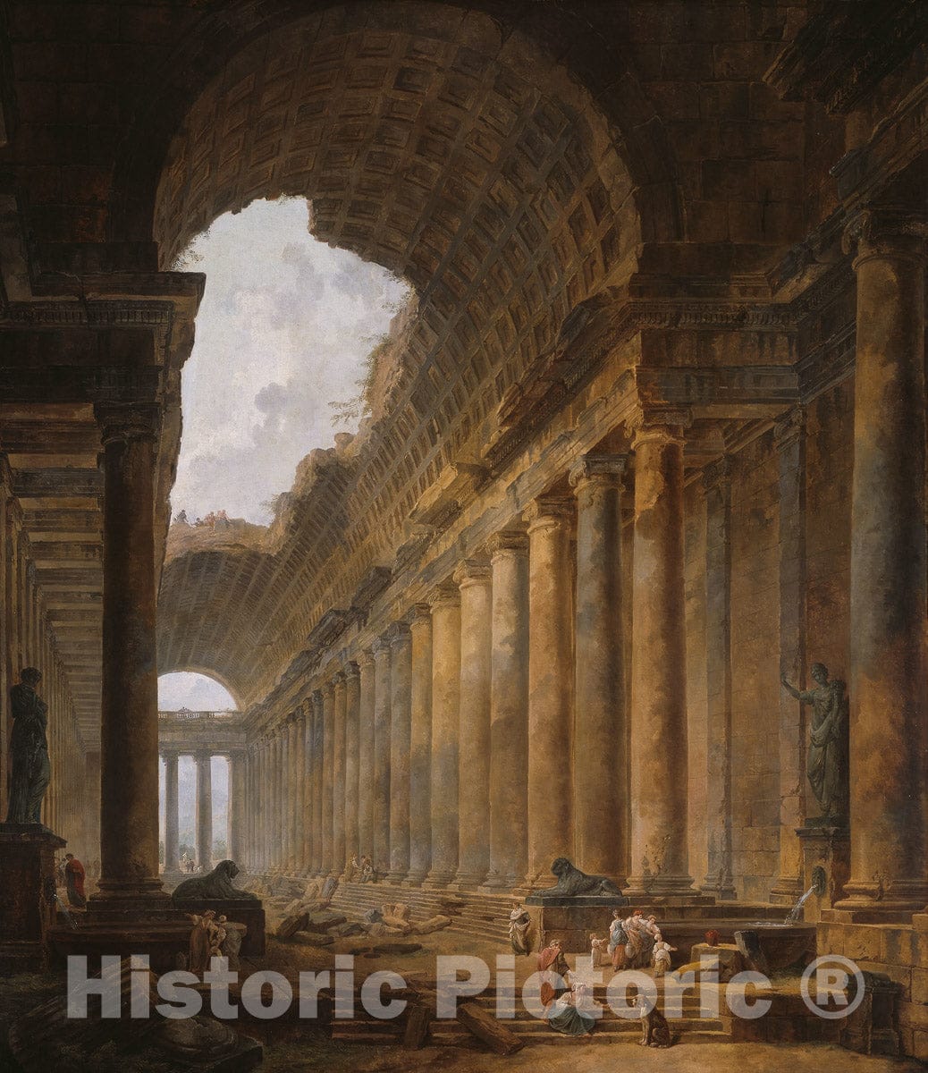 Art Print : The Old Temple, Hubert Robert, c 1788, Vintage Wall Decor :