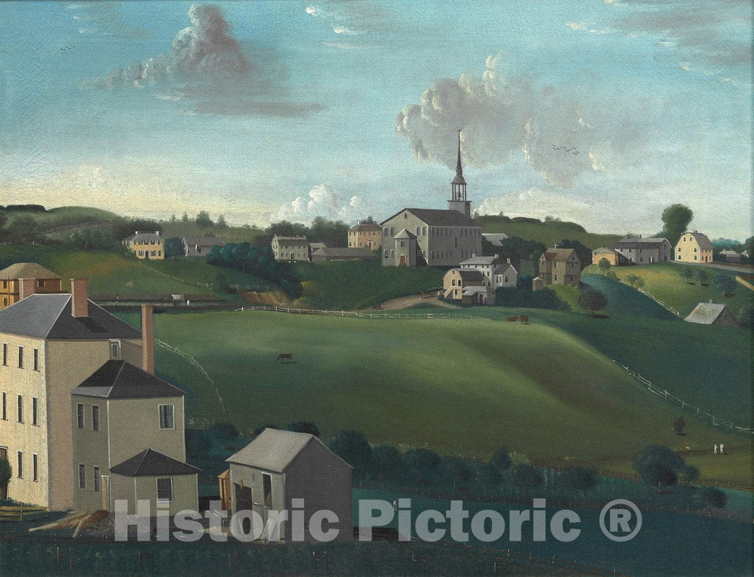 Art Print : Meetinghouse Hill, Roxbury, Massachusetts, John Ritto Penniman, 1799, Vintage Wall Decor :