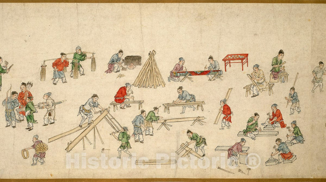 Art Print : Street Scenes in Times of Peace (Taiping fenghui tu), Zhu Yu, c 1329, Vintage Wall Decor :