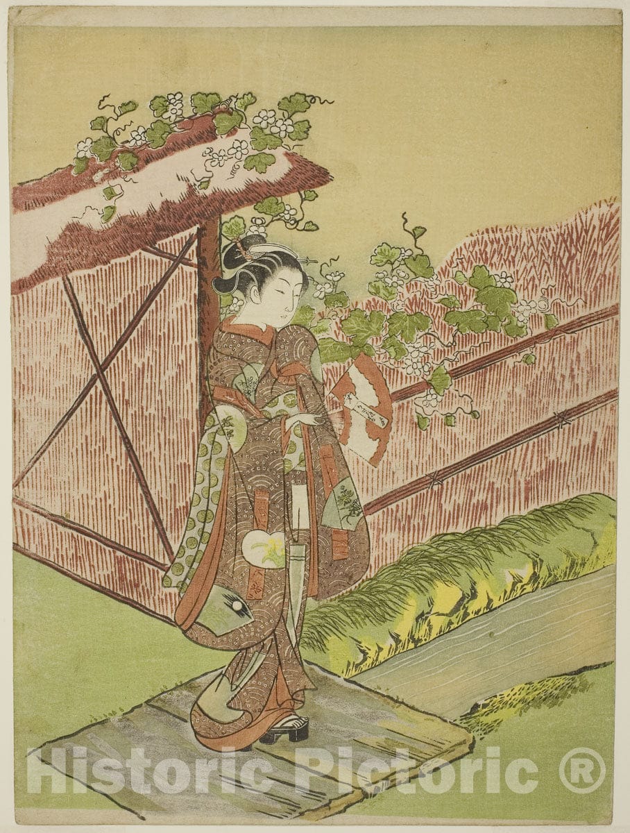 Art Print : Meeting her Lover (parody of the Yugao chapter of "Tale of Genji"), Suzuki Harunobu, c 1766, Vintage Wall Decor :