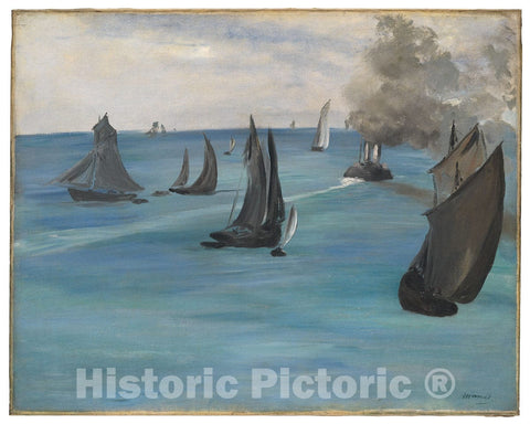 Art Print : Steamboat Leaving Boulogne, edouard Manet, c 1876, Vintage Wall Decor :