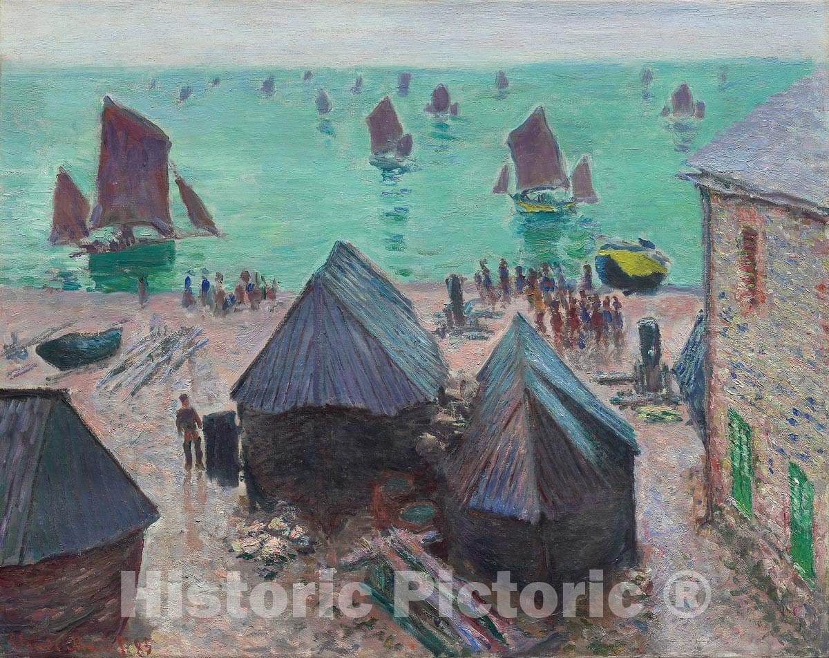Art Print : The Departure of the Boats, etretat, Claude Monet, c 1865, Vintage Wall Decor :