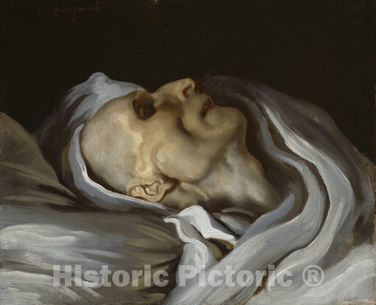 Art Print : Theodore Gericault on His Deathbed, Charles Emile Champmartin, c 1937, Vintage Wall Decor :