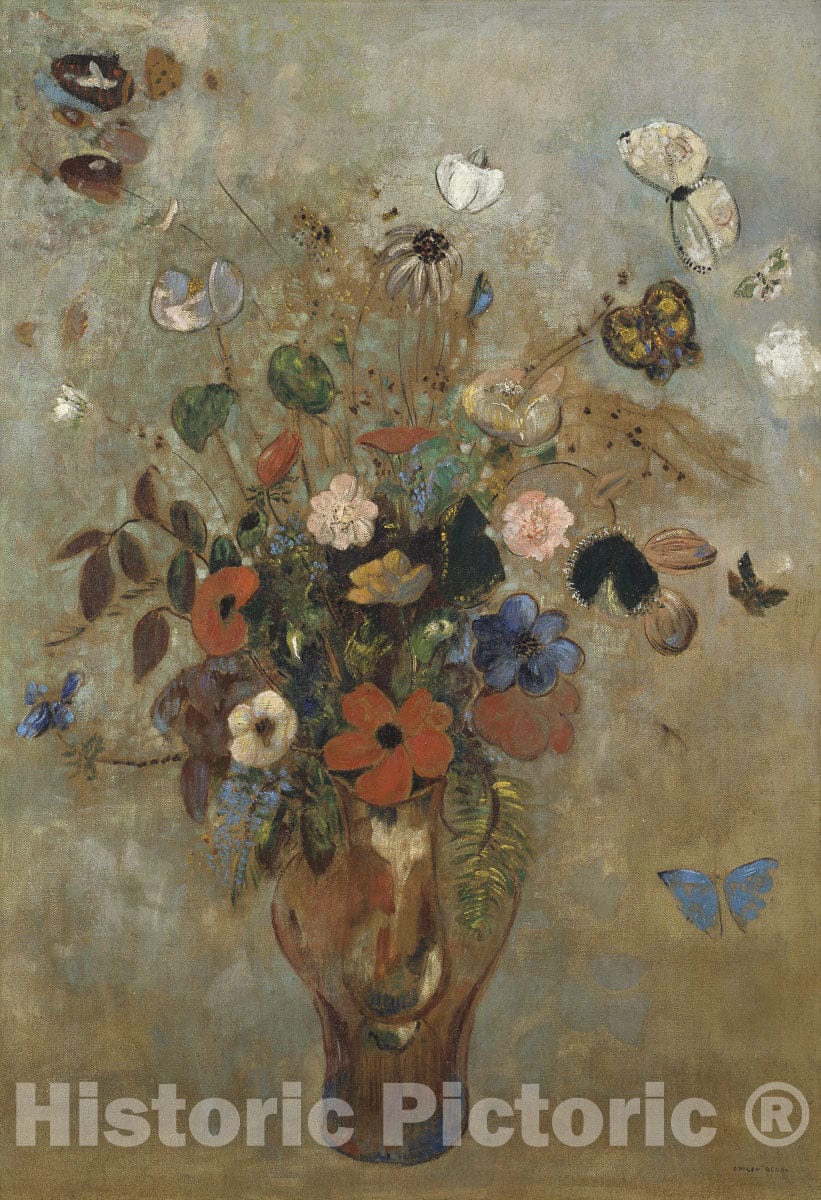 Art Print : Still Life with Flowers, Odilon Redon, c 1625, Vintage Wall Decor :