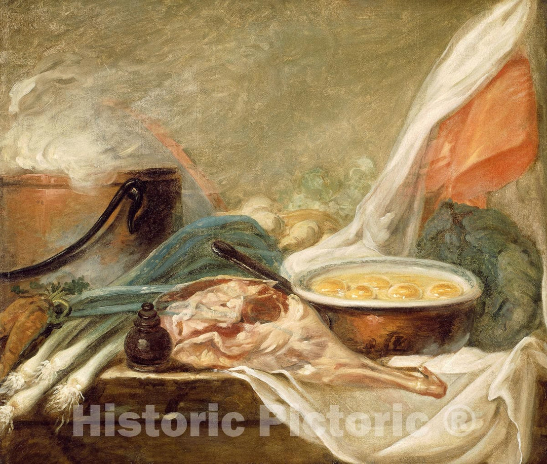 Art Print : Still Life with Eggs and a Leg of Mutton, c 1630, Vintage Wall Decor :